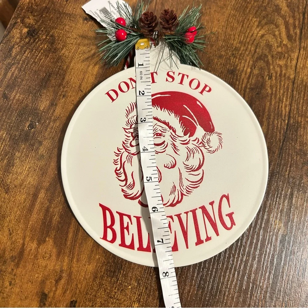 Holiday Sign with Santa Design - Red‎ and White NWT